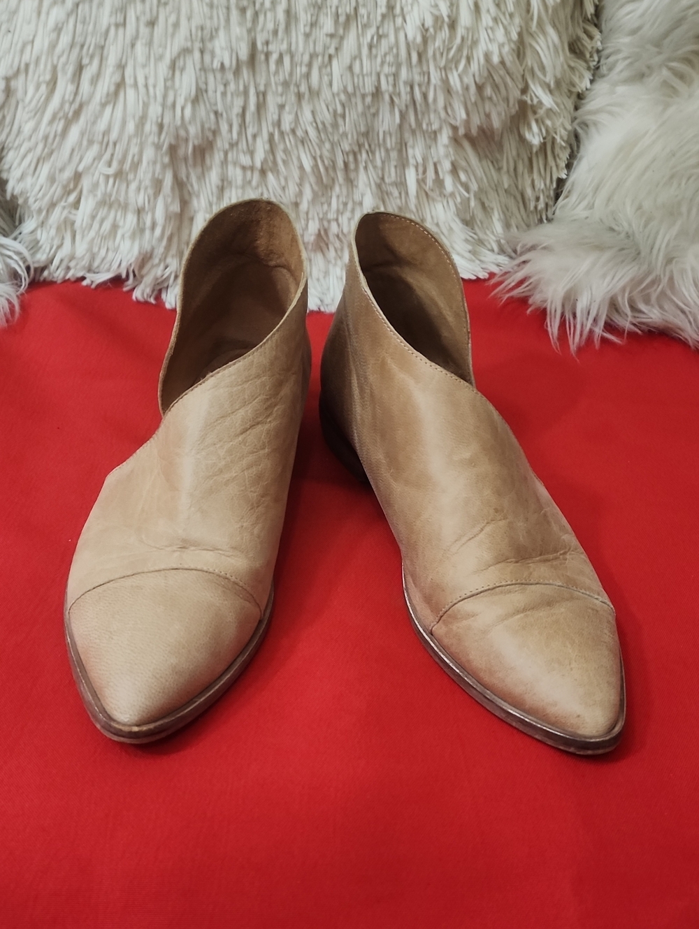 Free People Royale D'Orsay Flats Pointed Toe Tan Leather